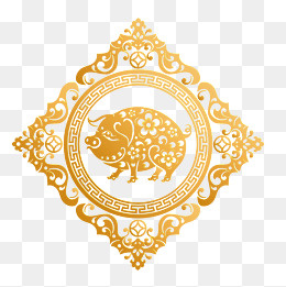 金猪送喜过年贴纸吉祥喜庆矢量图,免抠元素