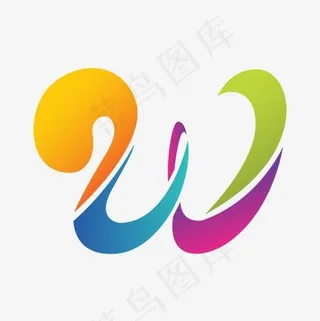 卡通手绘英文字母W