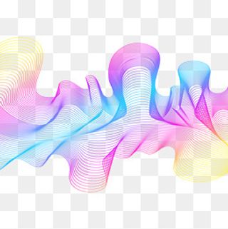 抽象创意彩色渐变线条图案元素,免抠元素