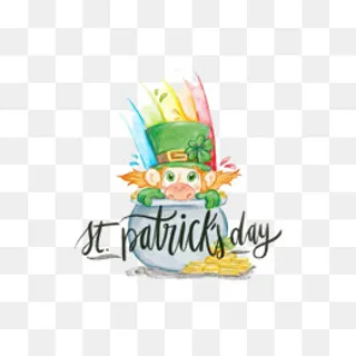 西方圣巴特里克节可爱精灵,免抠元素