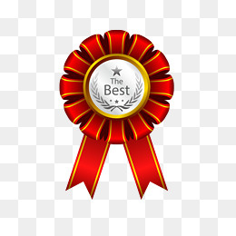 大气红带质感等级勋章PNG图片,免抠元素