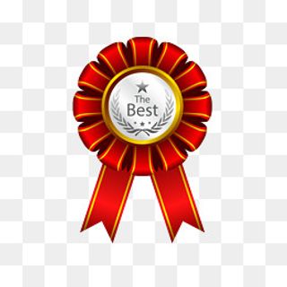 大气红带质感等级勋章PNG图片,免抠元素