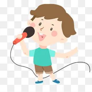 拿着麦克风唱歌的男孩免抠PNG素材,免抠元素