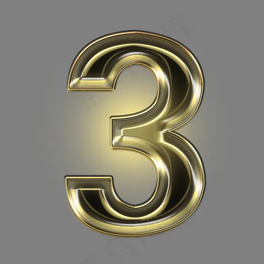金色黑金光效PSD数字3(3000*3000px)psd模版下载