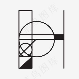 抽象几何线条英文字母H