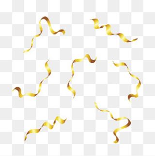 金色卡通彩带促销节日装饰元素,免抠元素