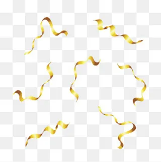 金色卡通彩带促销节日装饰元素,免抠元素