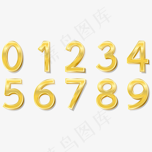 金色渐变3D立体创意艺术数字,免抠元素艺术字