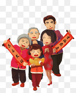 春节新年全家团圆过大年,免抠元素(1706*2071px)psd模版下载