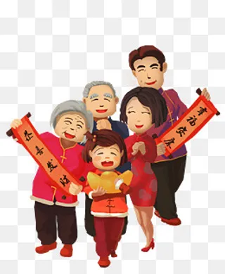 春节新年全家团圆过大年,免抠元素