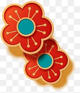 新年手绘红梅装饰图案,免抠元素