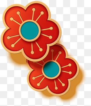 新年手绘红梅装饰图案,免抠元素