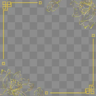 古风系烫金荷花边框,免抠元素