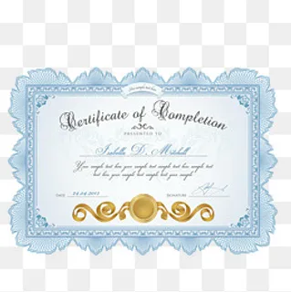 欧式蓝色花纹奖状