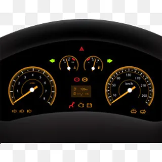 黑色汽车仪表盘矢量图,免抠元素