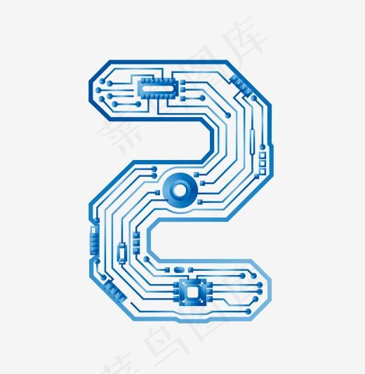 矢量炫酷科技感数字2,免抠元素艺术字(2001*2049px)ai矢量模版下载