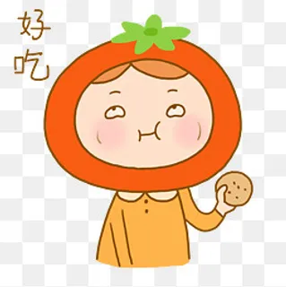 番茄小女孩可爱日常卡通手绘表情,免抠元素