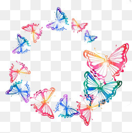 七彩蝴蝶浪漫梦幻设计背景