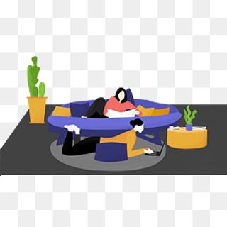 手机或网页扁平休闲插图,免抠元素