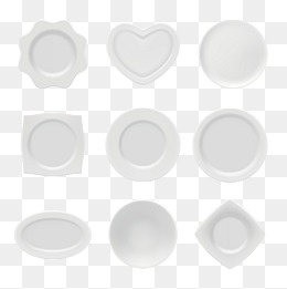 九个不同形状的盘子,免抠元素