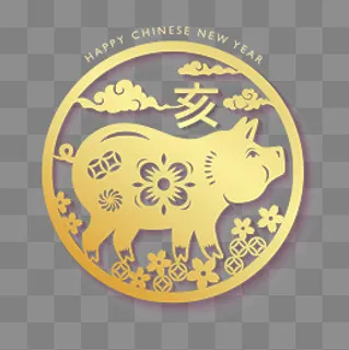 金色金猪主题元素,免抠元素