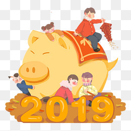 新年春节除夕2019喜庆少年可爱金,免抠元素(2000*2000px)psd模版下载