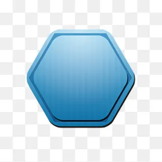 蓝色商务六边形标签,免抠元素