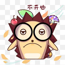 卡通小刺猬表情包不开心(2000*2000px)psd模版下载