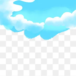 水彩手绘蓝天白云,免抠元素