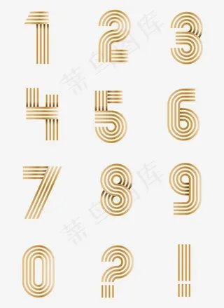 矢量发光立体金色线条数字