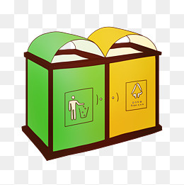 手绘卡通环保垃圾桶插画