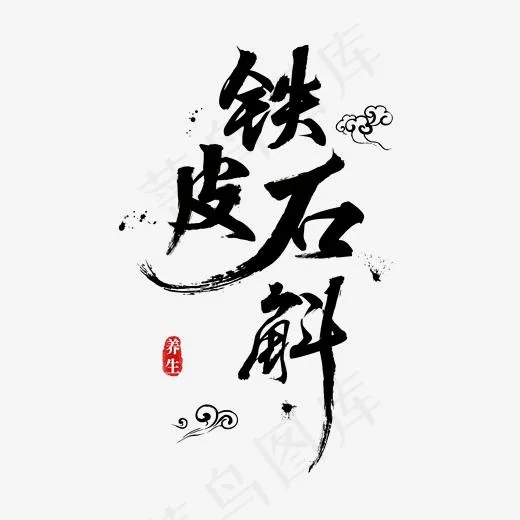 铁皮石斛黑色毛笔字(2000*2000px)ai矢量模版下载