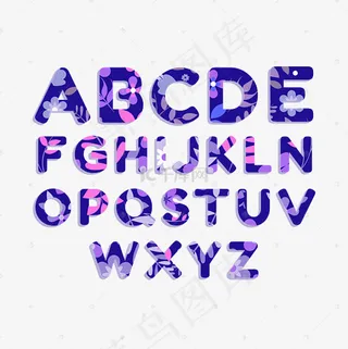 紫色秋天创意叶子字母
