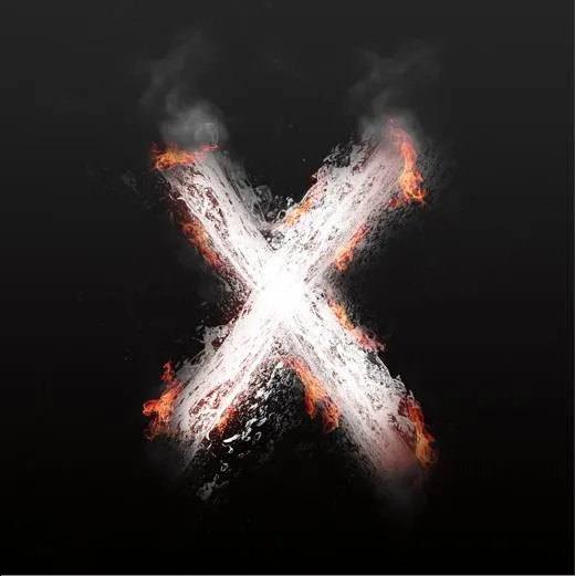 水火交融大写字母艺术字X(2000*2000px)psd模版下载