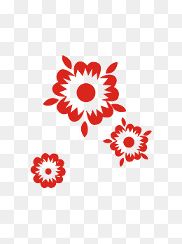 剪纸小花商用原创红色中国风,免抠元素