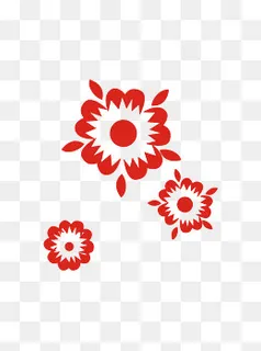 剪纸小花商用原创红色中国风,免抠元素