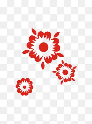 剪纸小花商用原创红色中国风,免抠元素