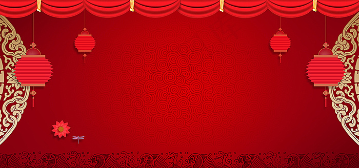 红色喜庆新年banner背景图片素材