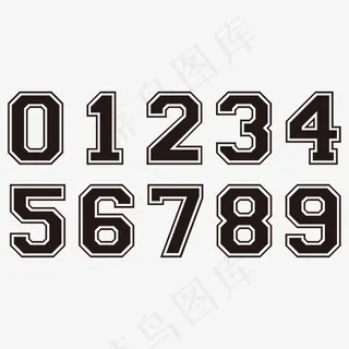 黑色篮球服描边时尚创意艺术数字,免抠元素艺术字