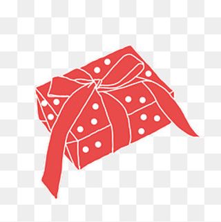 卡通手绘红色礼物盒,免抠元素