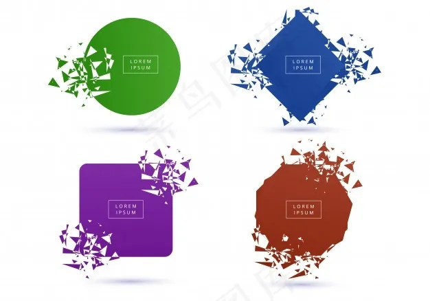 破碎的现代横幅banner套装eps,ai矢量模版下载