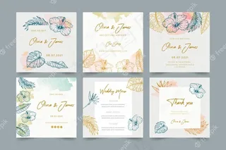 带花饰的婚礼模板