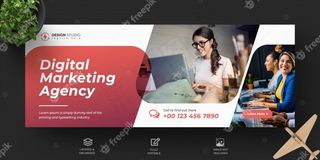 公司和数字商业营销推广facebook封面模板