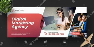 公司和数字商业营销推广facebook封面模板