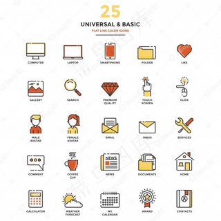 现代平面线颜色图标