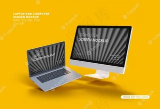 飞行电脑和笔记本电脑屏幕模型样机