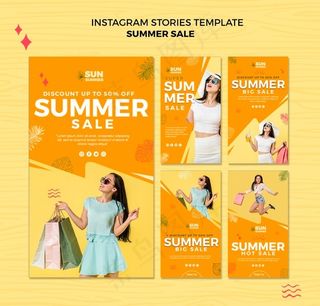 模特女孩夏季销售模板故事模板