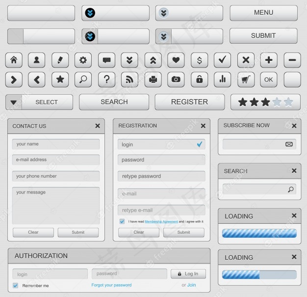 网页设计元素集白色