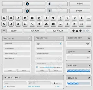 网页设计元素集白色