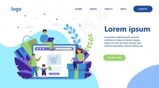 快乐的人们在网上购物